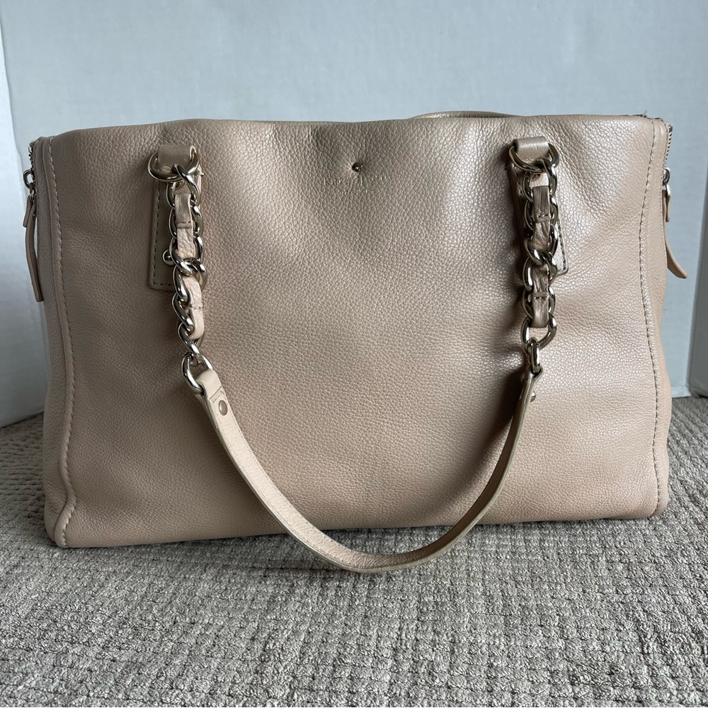 Kate Spade Large Tote Shoulder Bag with chain handles. Cream  color